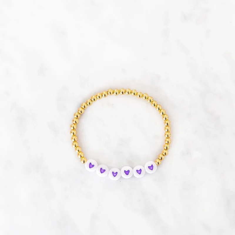 Purple Heart Gold Beaded Bracelet