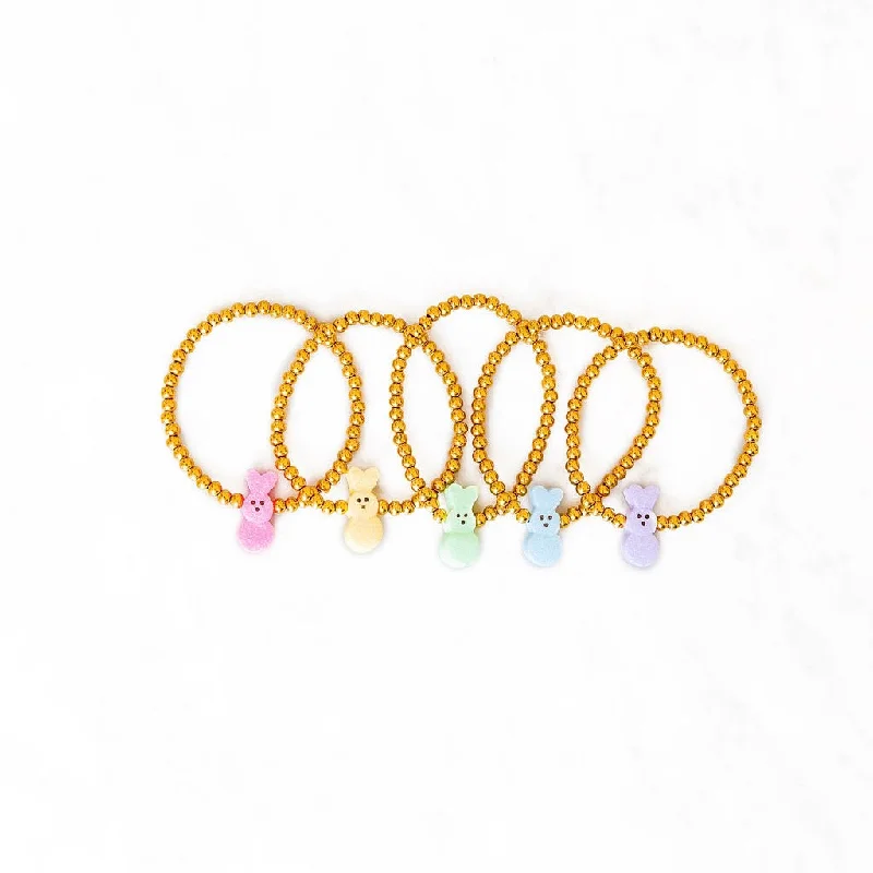 Rainbow PEEPS Gold Beaded Bracelets