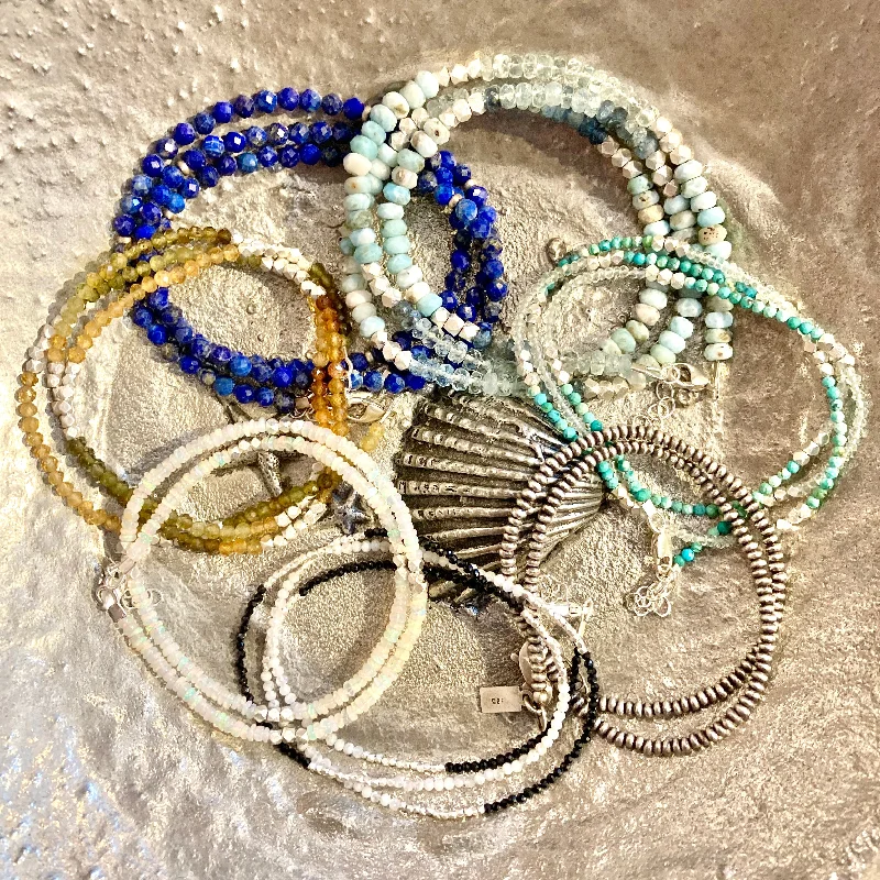 Semi Precious Stone and Sterling Silver Wrap Bracelets