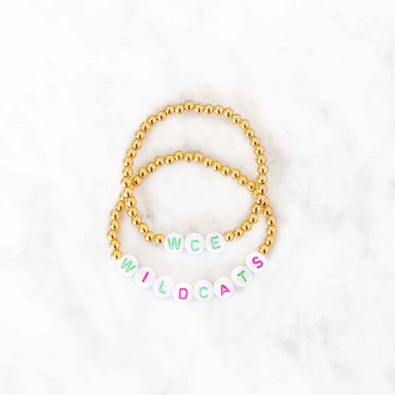 WCE Wildcats Gold Beaded Bracelet