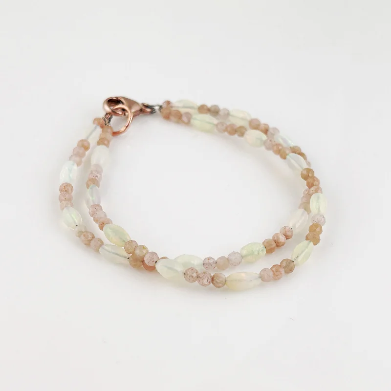 White + Pink Opal Bead Bracelet