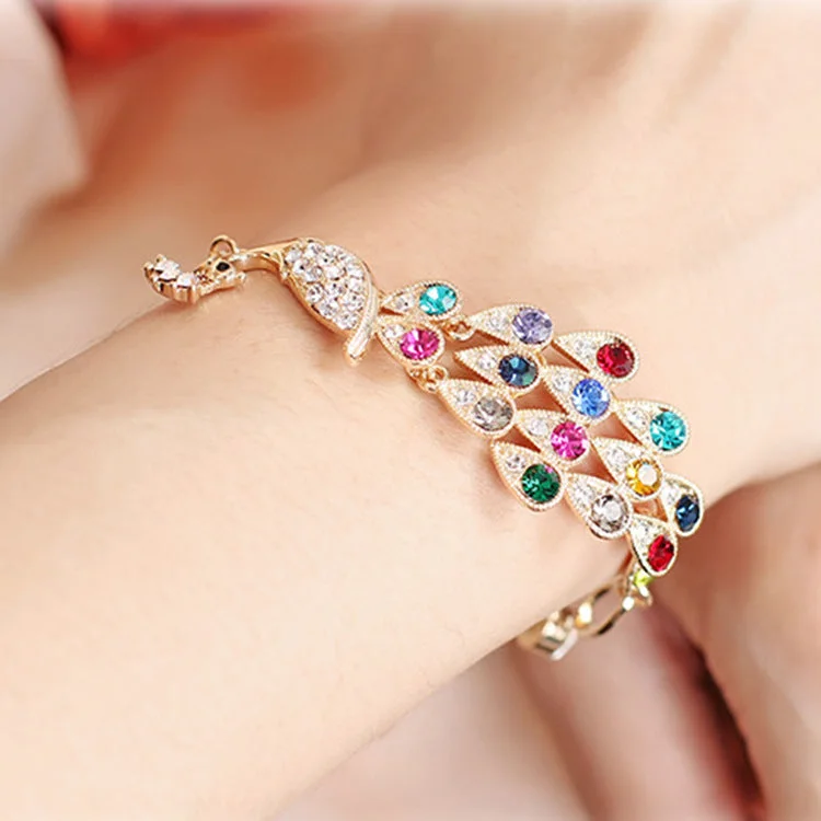 Wholesale Alloy Colorful Peacock Bracelet