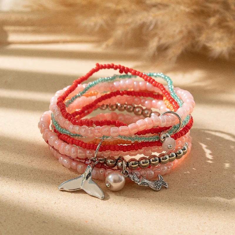 Wholesale Bohemian Ocean Style Stacked Rice Bead Bracelets