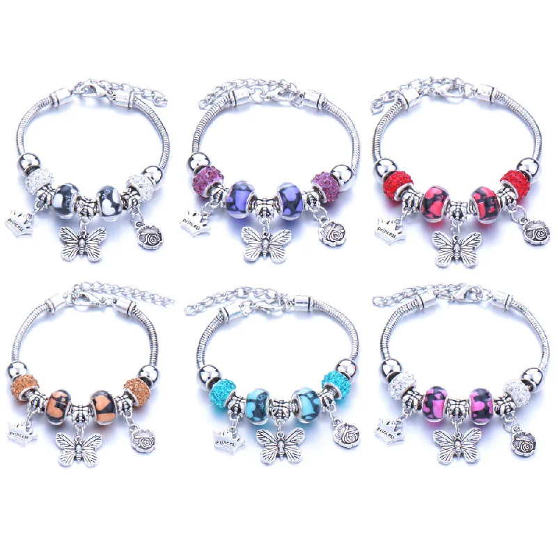 Wholesale Butterfly Pendant Multicolor Beaded DIY Bracelet