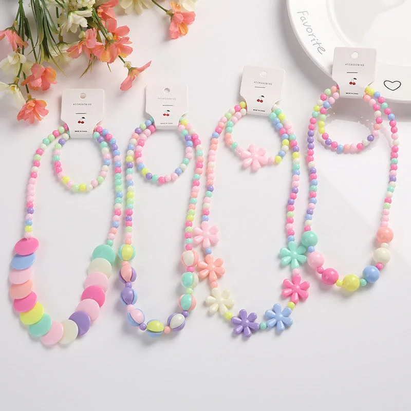 Wholesale Candy Color Bead Necklaces Bracelets Set of Two