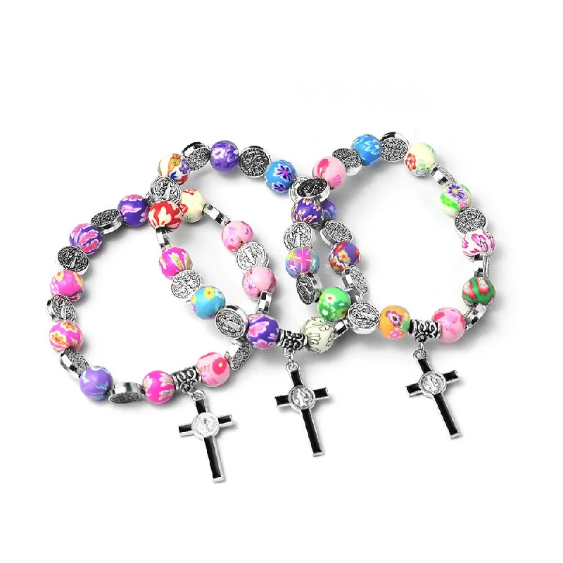 Wholesale Colorful Polymer Clay Cross Bracelet