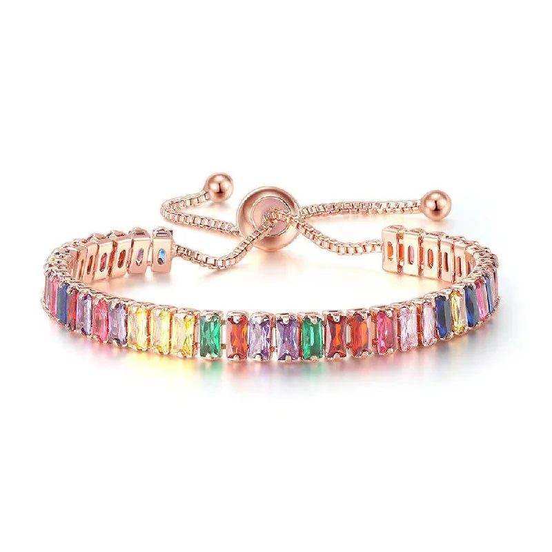 Wholesale colorful zircon full diamond crystal copper bracelet