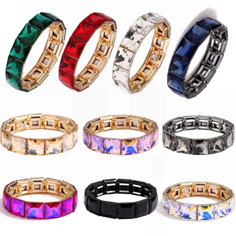 Wholesale Geometric Color Diamond Alloy Bracelet