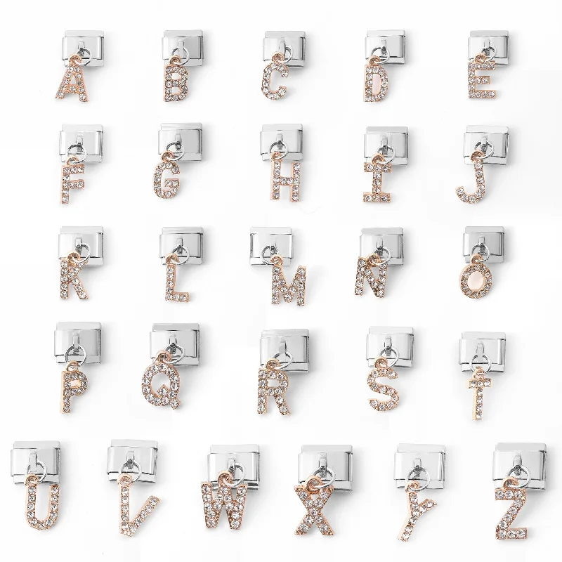 Wholesale Italian Charm Bracelet Stainless Steel Pendant Letter Module Charms