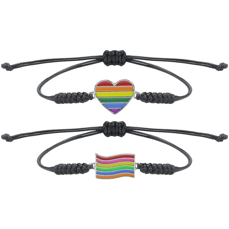 Wholesale LGBT Six-color Rainbow Hand-woven Bracelets