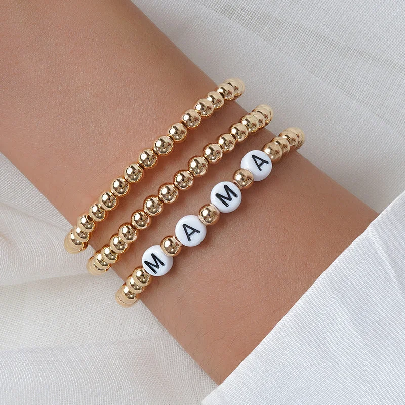 Wholesale Mother's Day Gold Acrylic Beaded Bracelet