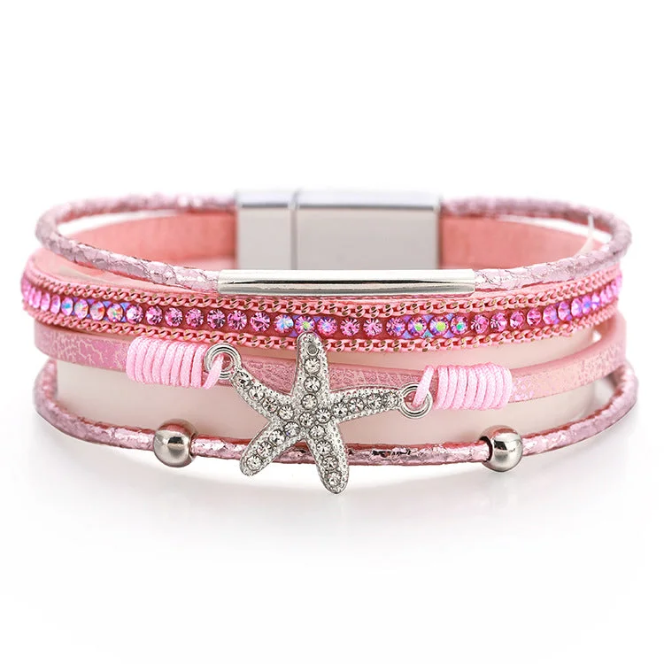 Wholesale Multi-layer Diamond Starfish Bracelet