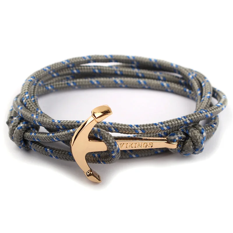 Wholesale Nylon Rope Alloy Anchor Bracelet