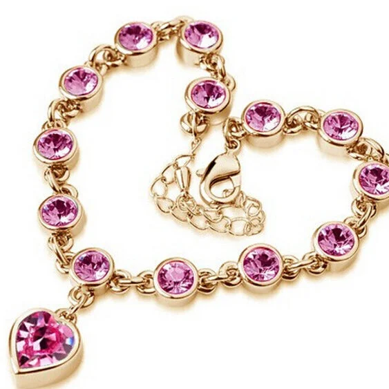 Wholesale Peach Heart Diamond Alloy Bracelet