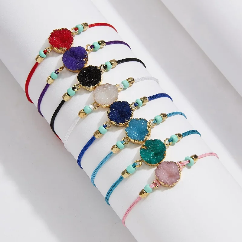 Wholesale Resin Imitation Natural Stone Handwoven Paper Card Bracelet