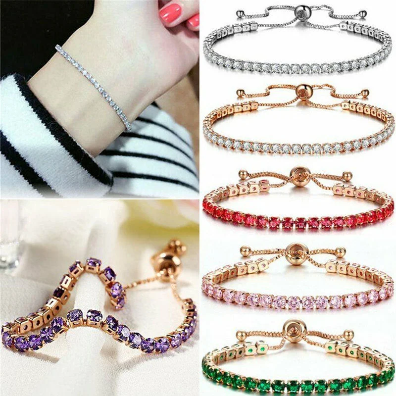 Wholesale Rhinestone Claw Chain Adjustable Single Row Full Diamond Bracelet