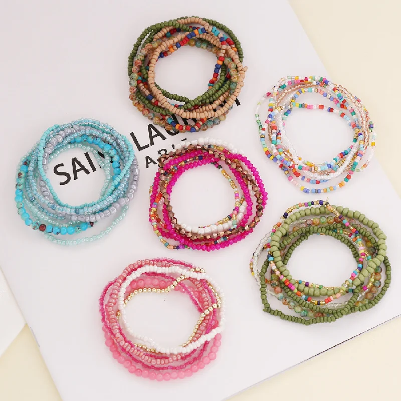 Wholesale Rice Bead Crystal Tassel Resin Bracelet