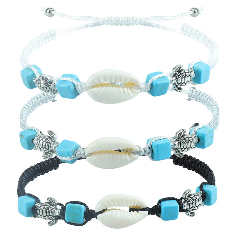 Wholesale Seashell Turtle Turquoise Weaving Alloy Bracelet