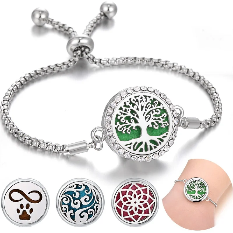 Wholesale Stainless Steel Tree of Life Hollow Aromatherapy Bracelet