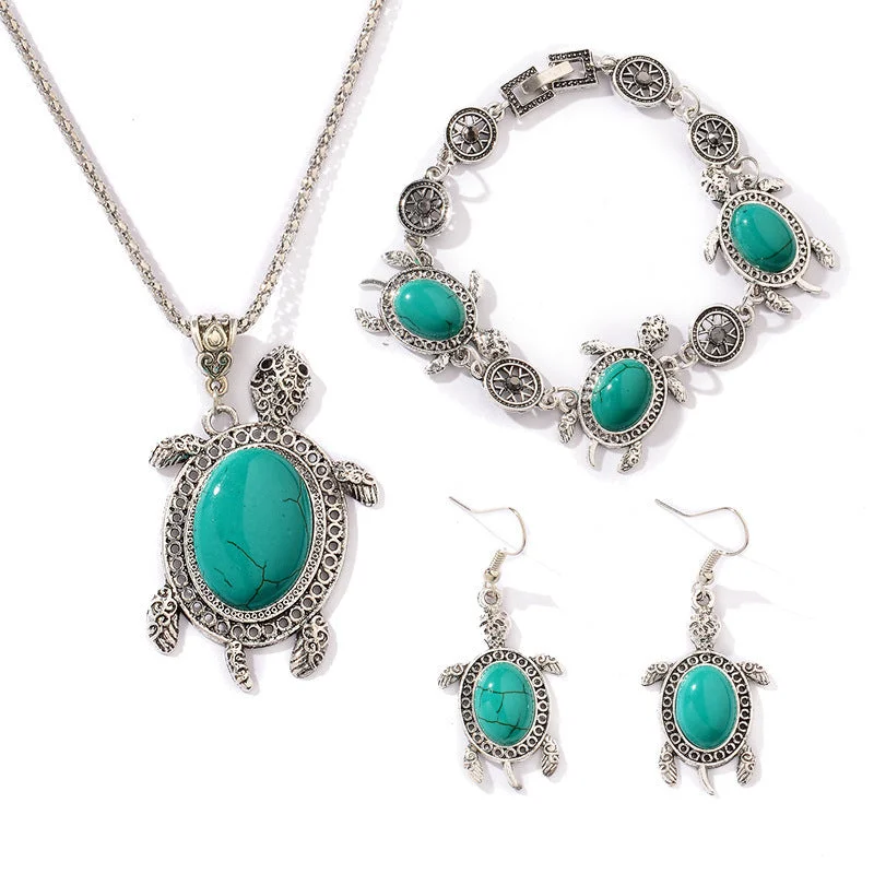 Wholesale Turquoise Turtle Three-piece Set Alloy Bracelet