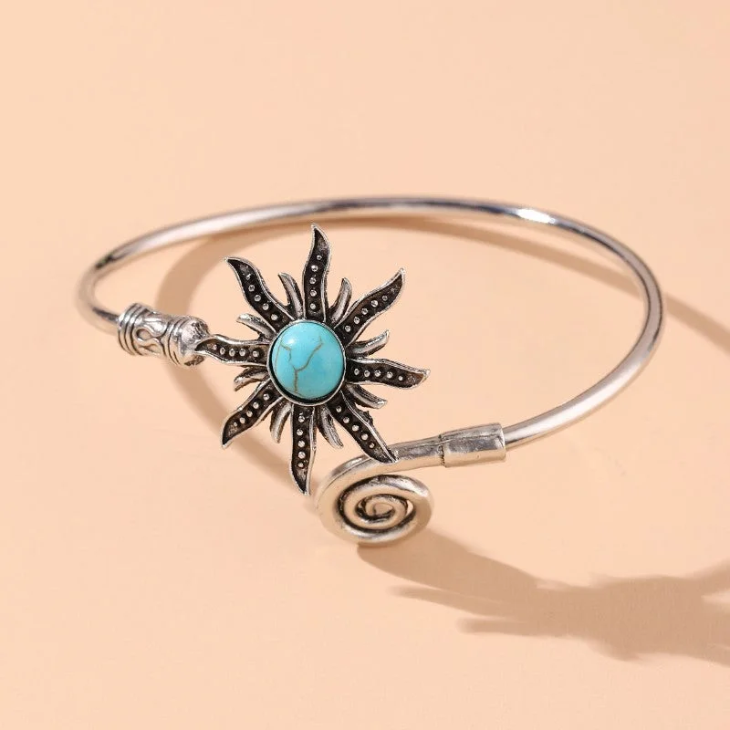 Wholesale Vintage Sunflower Turquoise Alloy Bracelet