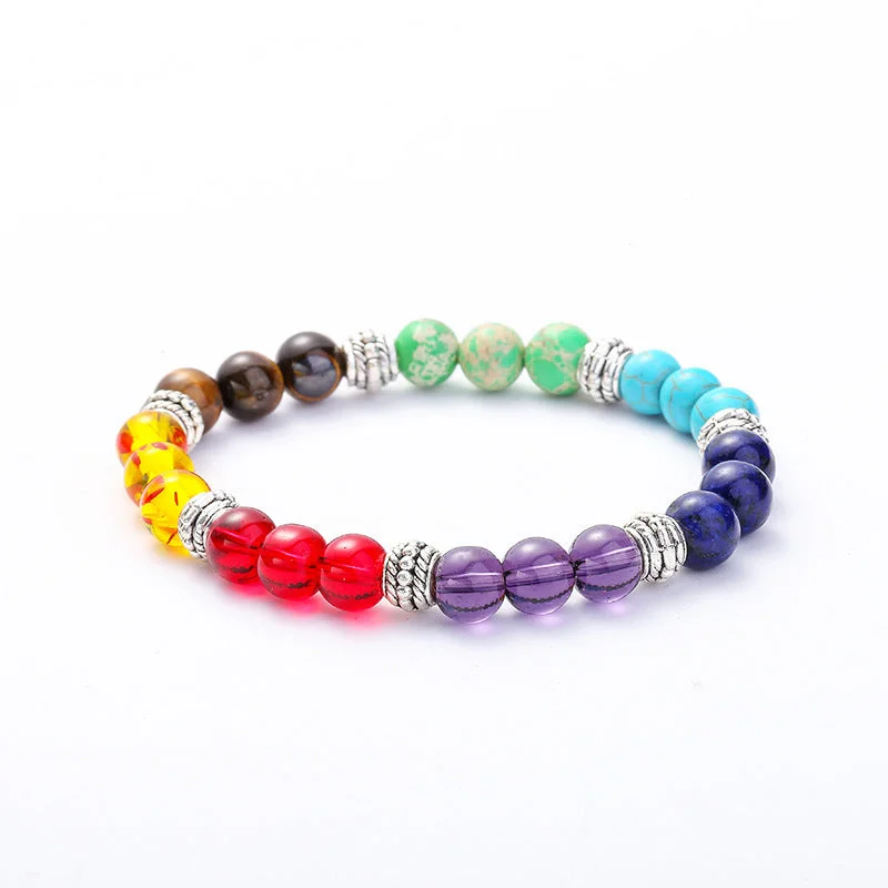 Wholesale Yoga Natural Stone Handmade Beaded Men's Colorful Bracelet